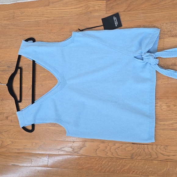 SIMPLY VERA VERAWANG BRAND WOMENS LIGHT BLUE KNOTTED SWEATER TANK TOP SIZE SMALL - Picture 16 of 16